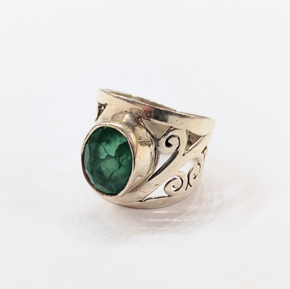 Genuine Emerald Ring Sterling Silver
